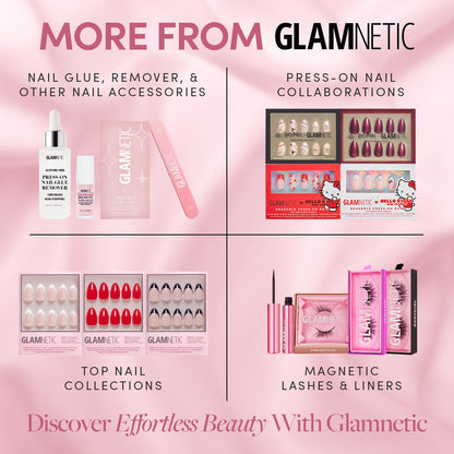 Glamnetic Press On Nails - Caviar | Semi-Transparent, Short Almond Nails, Salon Quality | 15 Sizes - 30 Nail Kit with Glue
