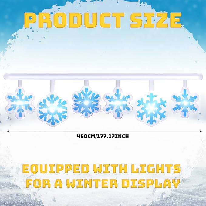 Retisee 14.5ft Long Winter Snowflake Inflatable Outdoor Decoration Christmas Blow up Hanging with Built in LED Lights for Christmas Winter Holiday Party Lawn Yard Outdoor Supplies Ornaments