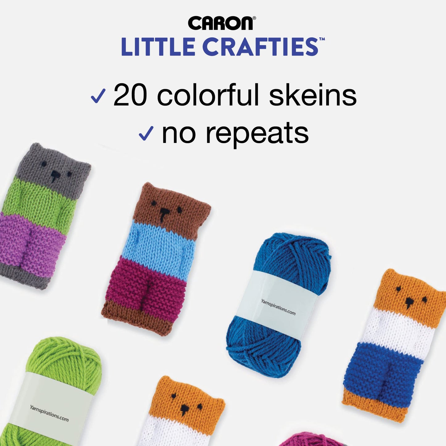 Caron Little Crafties Acrylic Mini Yarn Multipack 20 Count (Pack of 1) – Knitting, Crocheting & Art Projects – Machine Washable & Dryable – Durable Light Weight Yarn Kit