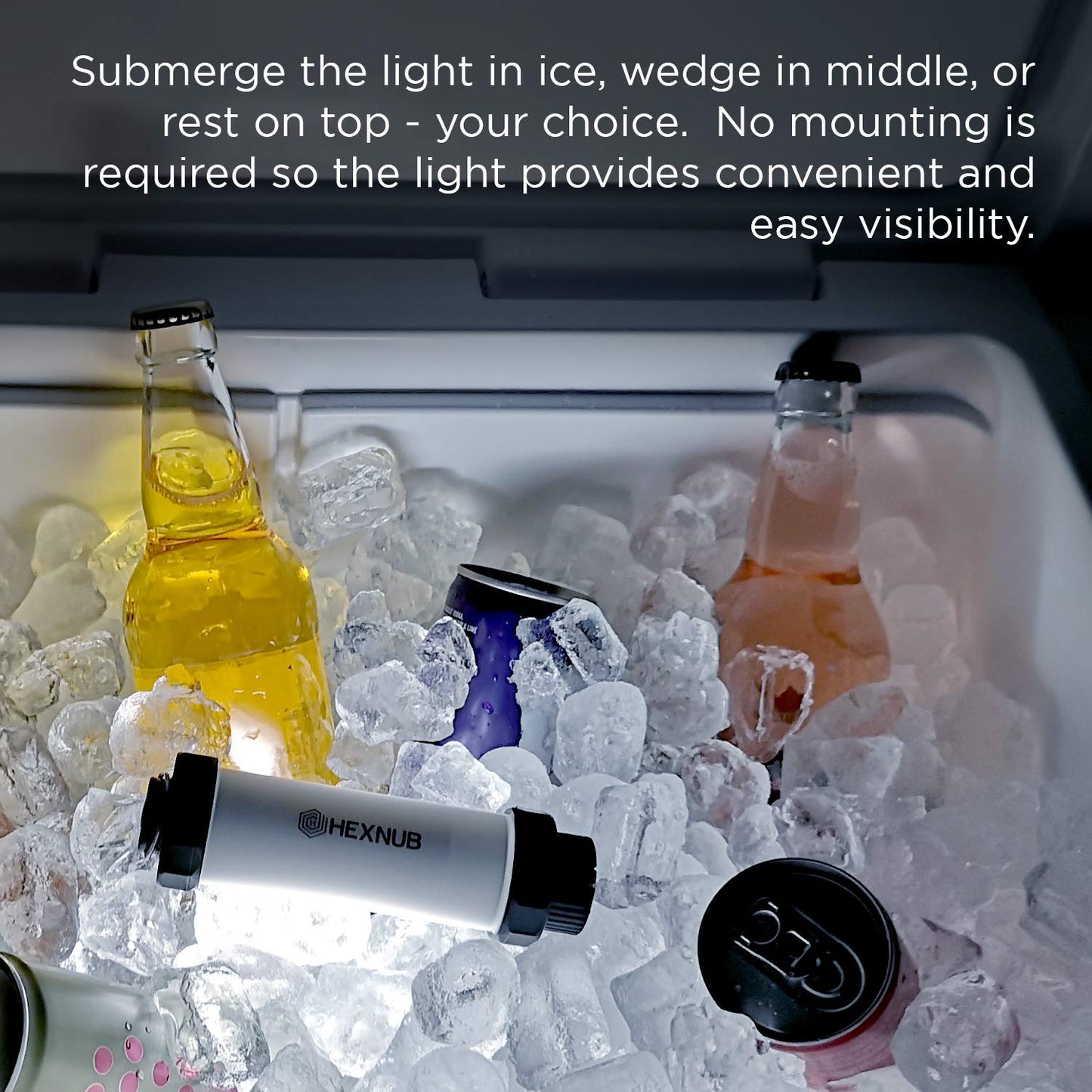 HEXNUB Cooler Box Light, Waterproof, Rechargeable LED Light Compatible with YETI, RTIC, ORCA, Ninja, Igloo, Coleman Ice Chest, Magnetic Base, Great for Outdoor Events, Camping Fishing Hunting Boating