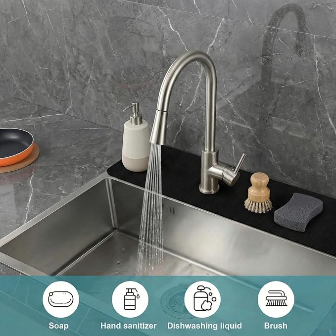 33" Lx5.5 W Long Kitchen Sink Faucet Mat: Customizable Black Splash Guard
