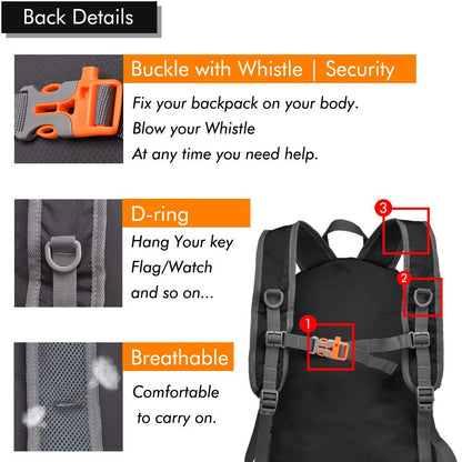 MAXTOP 30L Ultra Lightweight Packable Backpack Foldable Rucksack Water Resistent For Men Women Kids Outdoor Camping Hiking Travel Daypack Handy Durable Gifts For Men Women