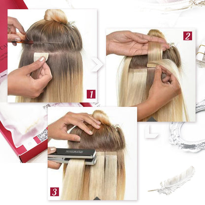 Moresoo Tape in Hair Extensions Human Hair 18 Inch Hair Extensions Tape Real Hair Ash Blonde with Platinum Blonde Tape in Extensions Remy Human Hair #P18/613 20 Pieces/50g
