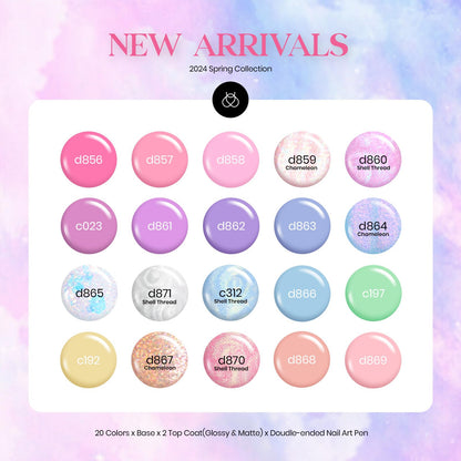 Beetles Gel Nail Polish Set,24Pcs Pink Purple Pearl Blue Shimmer Chameleon Green Colors Gel Polish Kit, 3Pcs Base Top Coat Double-ended Brush Soak off UV Nail Polish Halloween Gifts for Women