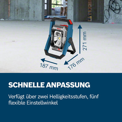 Bosch Professional 18V System Cordless LED Construction Site Floodlight GLI 18V-2200 C (max. brightness 2200 lumen, Connect Ready, without battery/charger)