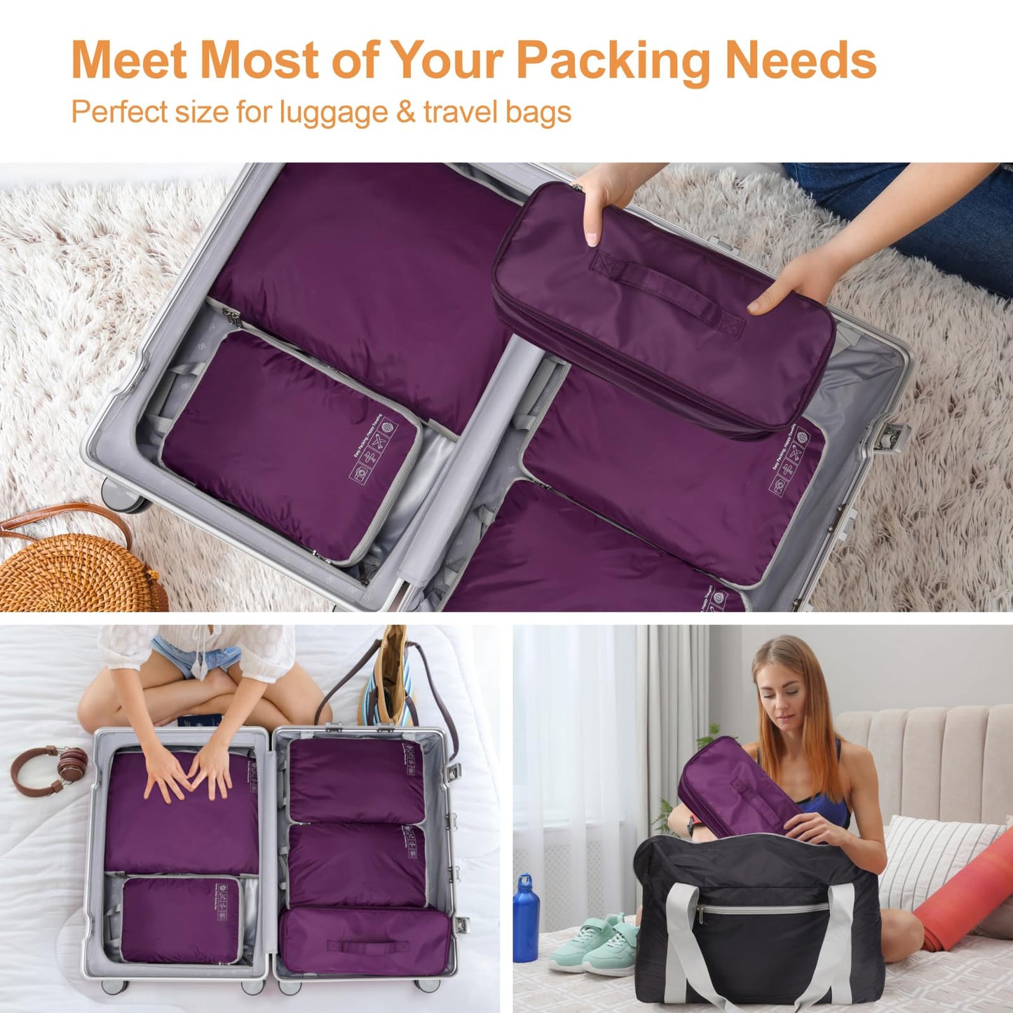 Cambond Travel Underwear Organizer Bag - 4-in-1 Lightweight Double Layer Bra Underwear Travel Bag Organizer, Portable Expandable Compression Packing Organizer, Packing Cubes for Women