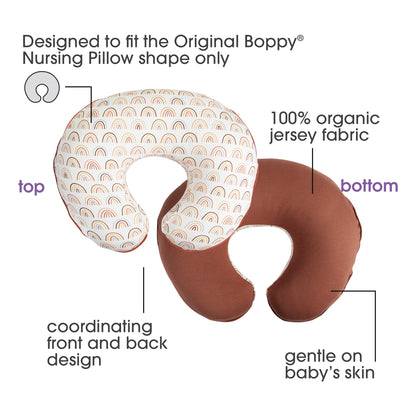 Boppy Nursing Pillow Cover, 100% Organic Cotton, Spice Rainbows, Fits The Original Support Pillow for Breastfeeding and Bottle Feeding, Cover Only, Nursing Support Pillow Sold Separately