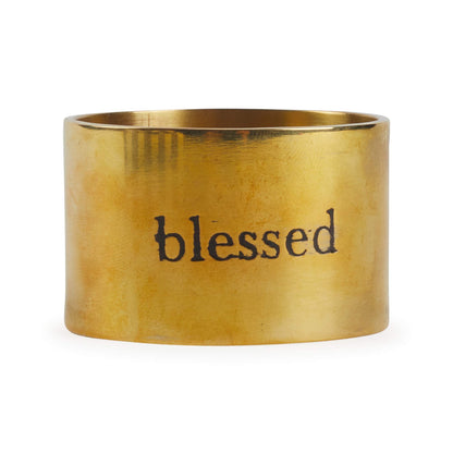 DII Christmas Thanksgiving Holiday Tabletop Décor Collection Decorative Napkin Ring Holder Set, 1.6 Dia x 1.25" Height, Always Grateful Gold, 4 Piece