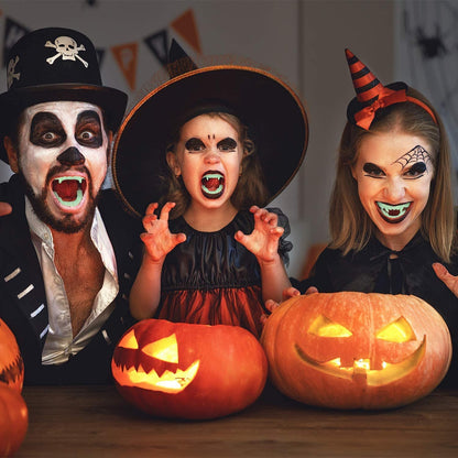The Dreidel Company Halloween Teeth Neon Fangs Teeth, Costume, Funny Halloween Dress-Up, Pretend Play Decoration (12-Pack)