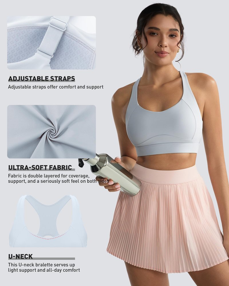 RUNNING GIRL High Impact Sports Bras for Women, Adjustable Straps Grey Sports Bra High Support Molded Cup Racerback Workout Bra(WX3143 ICY Grey L)