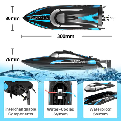 VOLANTEXRC RC Boat Remote Control Boat for Pools and Lakes, 20+ mph Self Righting Racing Boats with Rechargeable Battery&Low Battery Alarm for Adults (79503-1)