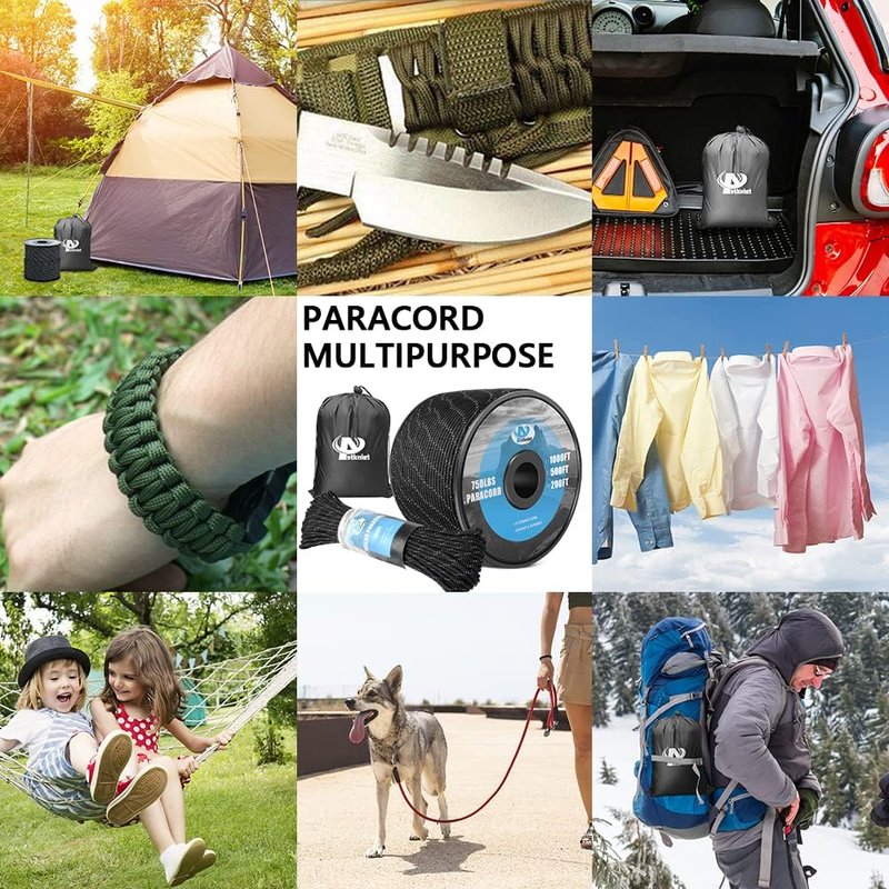 Reflective Paracord Rope - 750lb Strength | 100', 200', 500', 1000' Lengths, 4mm 11-Strand for Camping & Hammocks