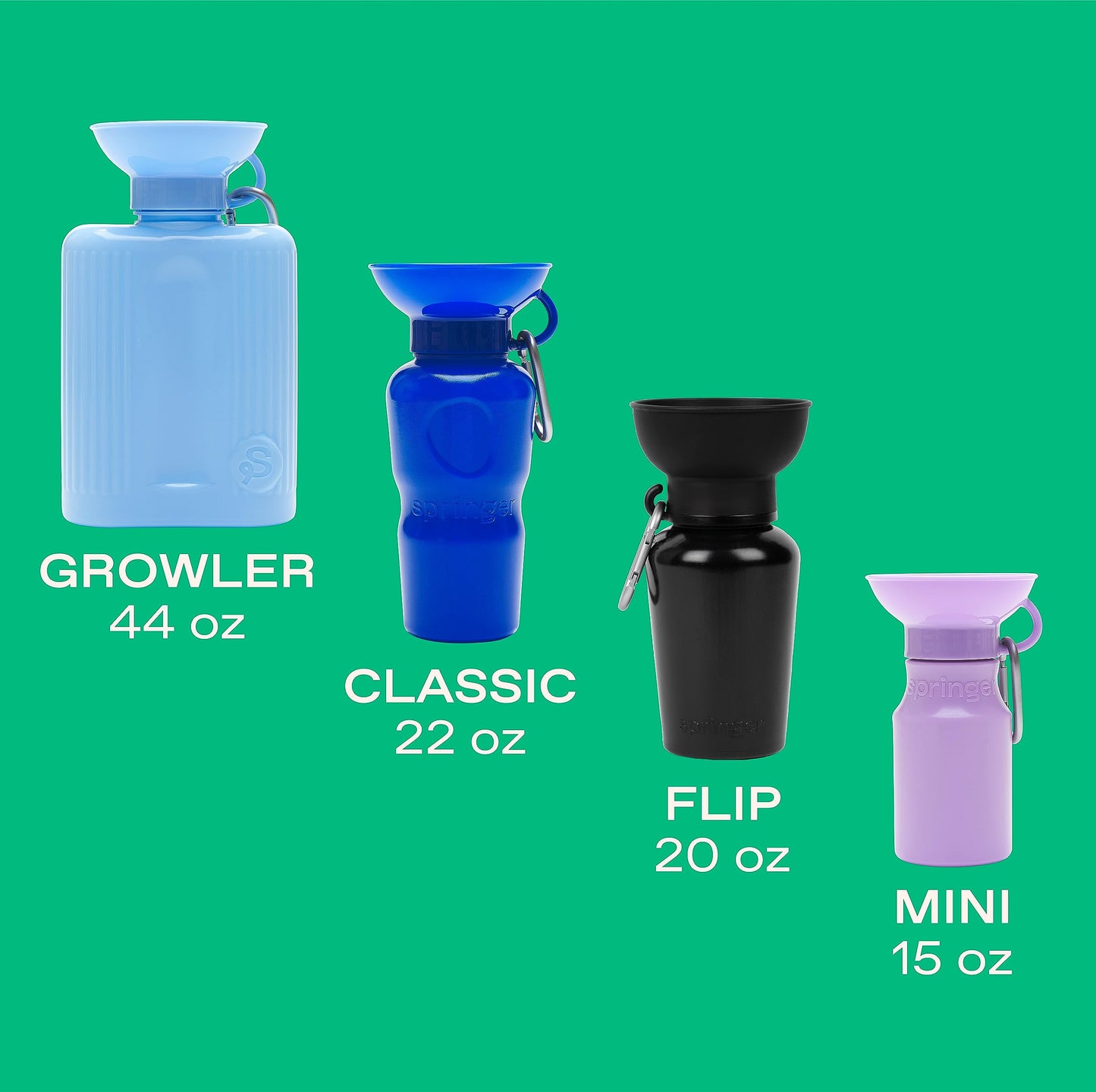 Springer Flip Portable Dog Water Bottle with Foldable Food Grade Silicone Bowl - 568ml Travel Dog Water Bottle Ideal for Camping - Easy Squeeze Hydration & Release to Drain