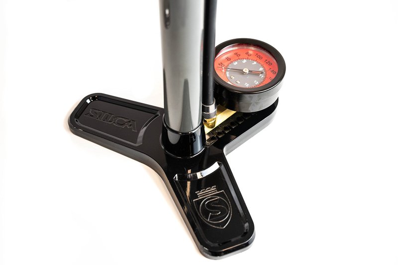 SILCA Pista Plus Bicycle Tire Pump | 120psi max Pressure, 2.5" Gauge | Presta & Schrader Valve | Durable Hose | High Performance | Bike Floor Pump
