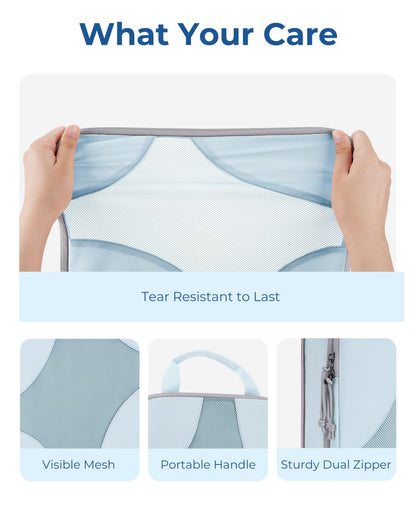 BAGSMART Compression Packing Cubes for Travel, Compressible Luggage Organizer for Cruise Ship, Lightweight Travel Essentials 6-Pack 1L+2M+2S+1Shoe Bag, Sky Blue