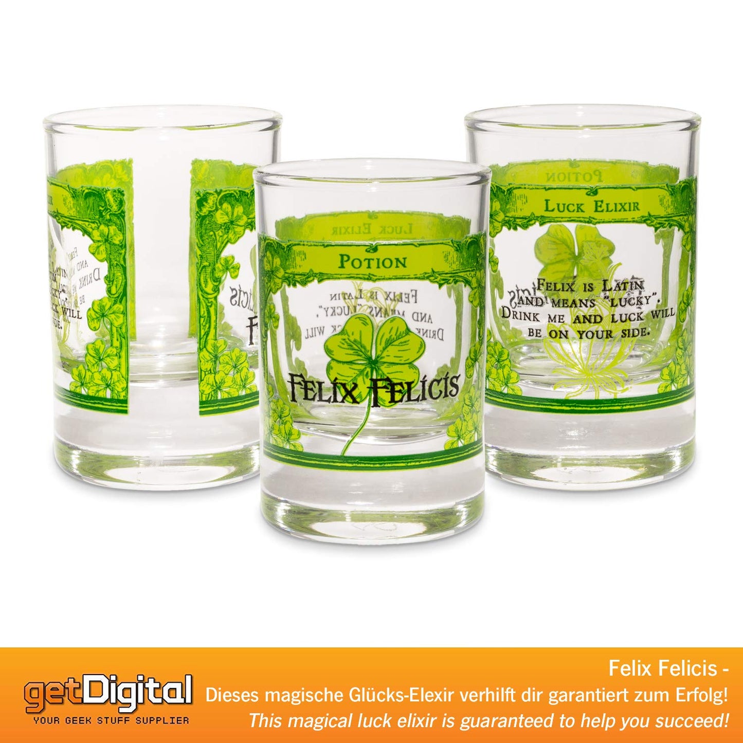 getDigital Magic Potion Shot Glasses Set - 4 Magic Glass Tumblers for Spirits & Liqueurs - 4cl Each, Dishwasher Safe