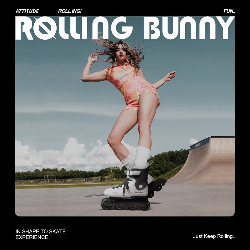 RollingBunny Inline Skates for Women Girls - Adult Inline Skates for Outdoor and Indoor, with Durable Outer Shell and Ankle Support, ABEC-7 Bearings, Solid and Comfortable