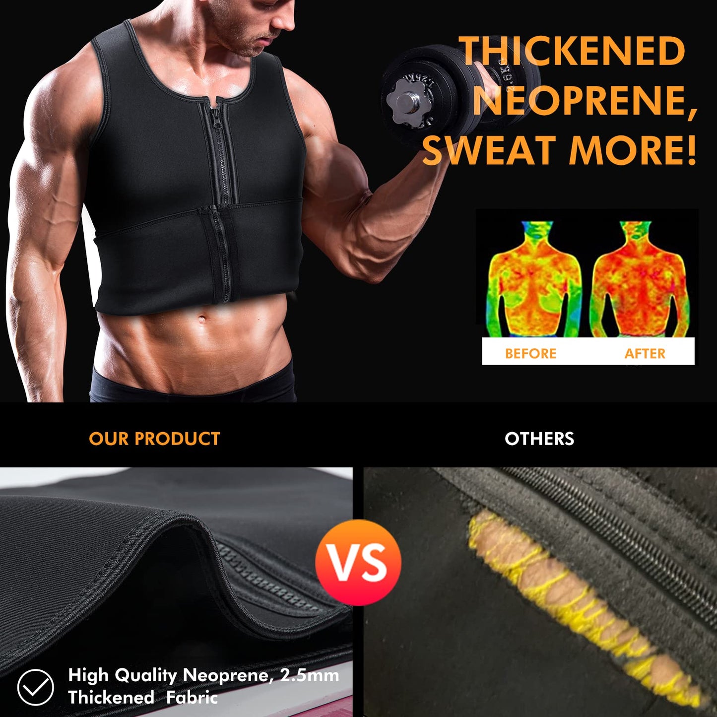 A+ Choice Sauna Vest Waist Trainer for Men - Mens Sauna Suit Large Sweat Belt Body Shaper for Gym Workout Exercise Faja Para Hombre Plus Size 5XL