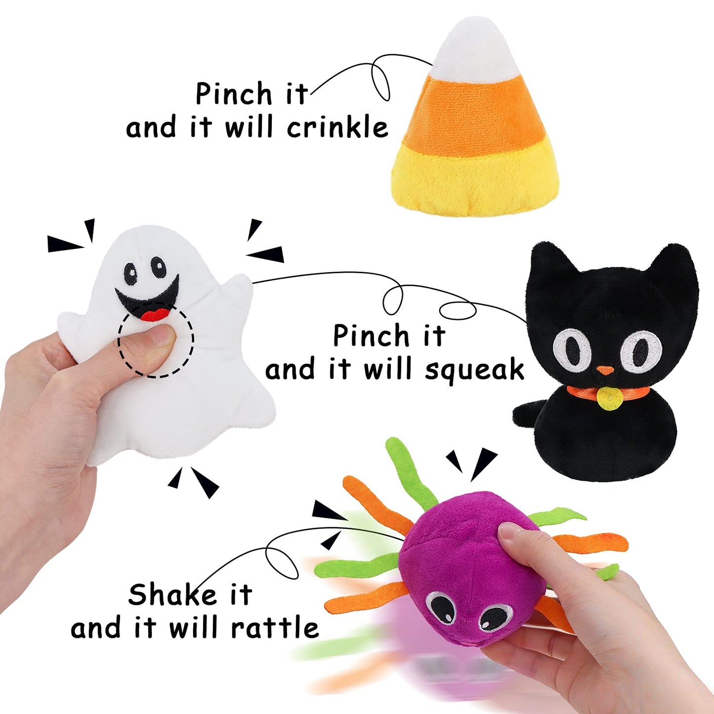Bunny Chorus My First Halloween Pumpkin Toys Playset, 5ct Halloween Stuffed Pumpkin Plush Cat Spider Ghost Candy Corn for Baby Girls Boys, for Babies