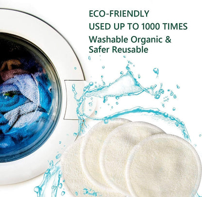 Chloven 30 Pack Reusable Makeup Remover Pads - Bamboo Reusable Cotton Rounds for Toner, Washable Eco-Friendly Pads for All Skin Types with Cotton Laundry Bag