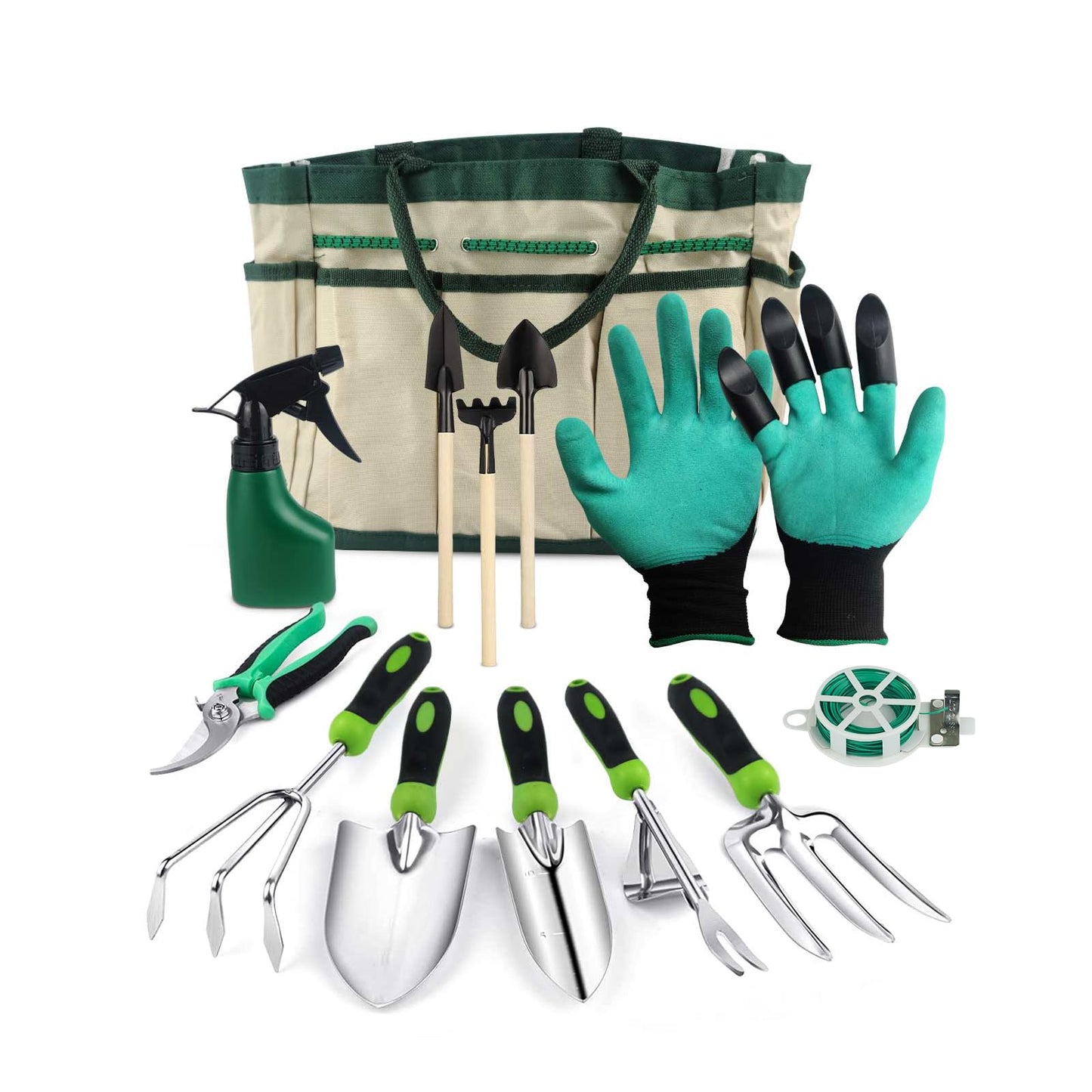 MOXTOYU 13PCS Garden Tool Set with Holders, Stainless Steel Garden Tools Set, Hands Tool Set With Heavy Duty Tool Bag, Garden Tool Set for Men Women with Different Accessories, Gardening Gift for Dad