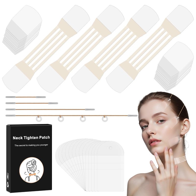 2026 Face Neck Lift Tape Invisible Wrinkle Smoothing & Skin Tightening Waterproof Anti-Aging Lift Sticker for Sagging Skin/DoubleA Chin/Jowls Say goodbye to wrinkles 8 Bands + 38 Patches Kit
