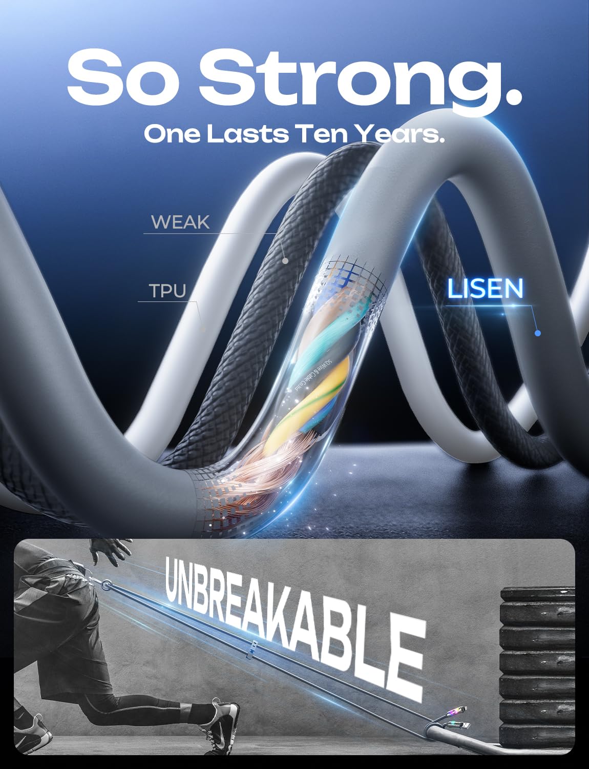 LISEN USB C to Lightning Cable, 240W 4 in 1 Charging Cable 6.6FT, Chubby USB A/C to C/Lightning with Light for iPhone Air 17 16 15 14 Pro/MacBook/iPad/Samsung/Switch 2, Multi Chargers for All Devices