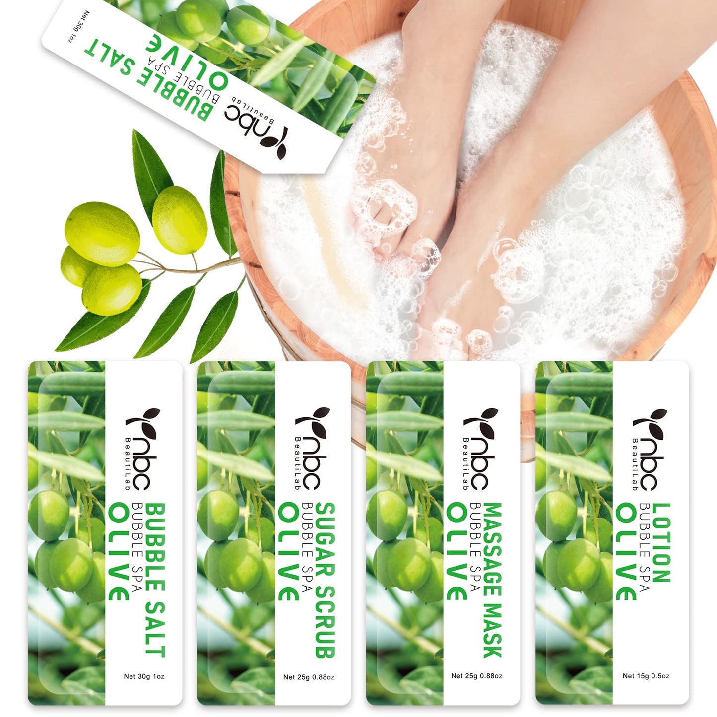 Pedicure Kit Foot Soak Set: Bubble Salt, Sugar Scrub, Massage Mask, Massage Lotion in a Box, 4 Step Foot Spa Kit for Dry Feet,Tired Feet（3 Set Tropical Fruit)