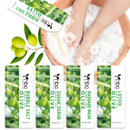 Pedicure Kit Foot Soak Set: Bubble Salt, Sugar Scrub, Massage Mask, Massage Lotion in a Box, 4 Step Foot Spa Kit for Dry Feet,Tired Feet（3 Set Tropical Fruit)
