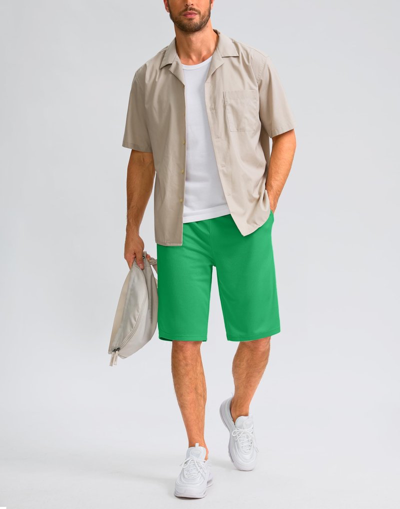 G Gradual Men's Athletic Shorts with Pockets 9" / 11" Long Basketball Shorts Lightweight Quick Dry Gym Workout Shorts for Men(Green,M)