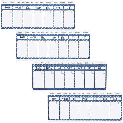 Juvale Magnetic Fridge Calendar, Dry Erase (11 x 4.2 Inch, 4 Pack) - Magnetic Calendar for Refrigerator