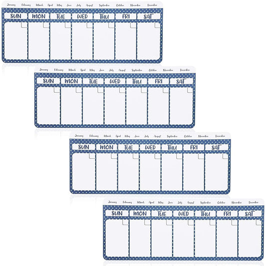 Juvale Magnetic Fridge Calendar, Dry Erase (11 x 4.2 Inch, 4 Pack) - Magnetic Calendar for Refrigerator