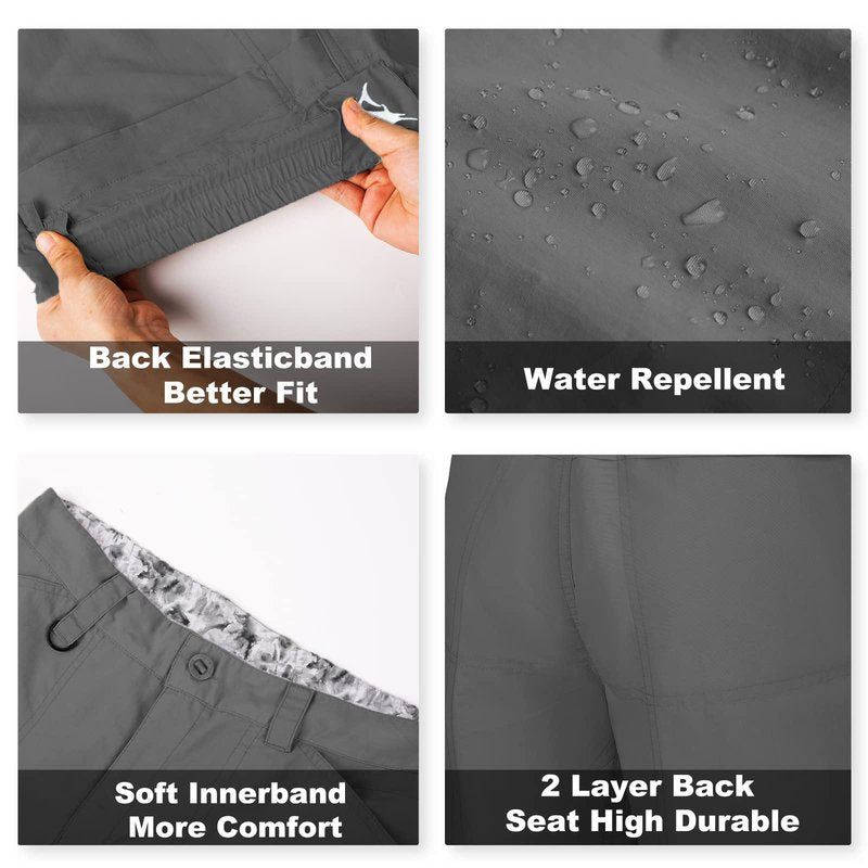 Palmyth 9 Pockets Men's Fishing Shorts 6.5” Quick-Drying Performance Cargo Traditional Short with Water Resistant for Saltwater Freshwater Sun Protection UPF 50+ (40, Charcoal/Sailfish)