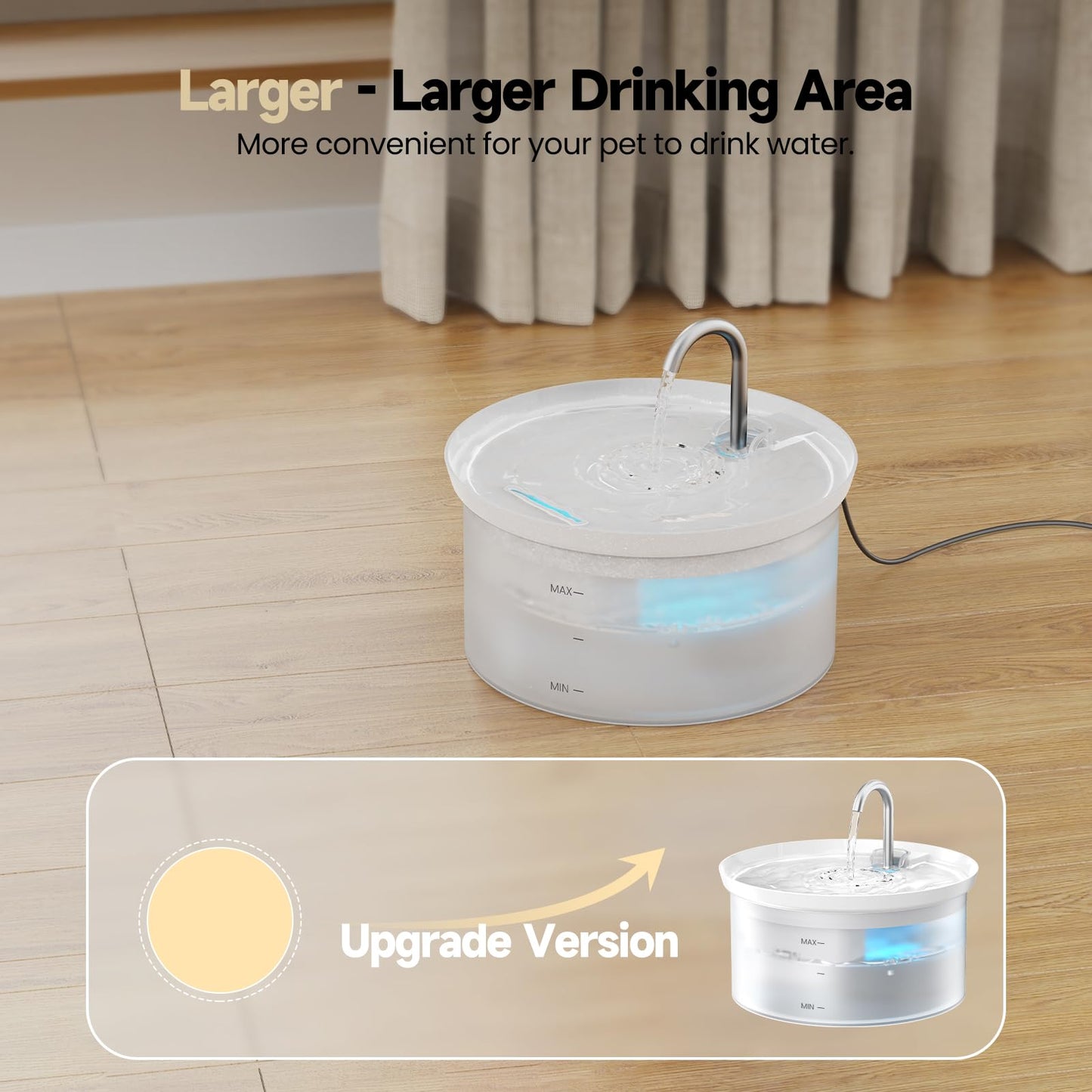 Cat Water Fountain: 88Oz Pet Water Fountains Indoor 24/7 Running Water Supplies Dispenser for Drinking Dish Automatic Dog Waterer Bowls Flow Ultra Quiet Pump with Filters Faucet Bottle Watering(White)