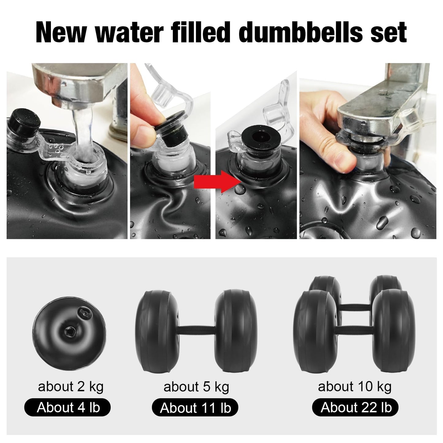 Water Filled Dumbbells Set - Water Filled Weights - Portable Travel Weights - Weights Adjustable Dumbbells - Portable Fitness Equipment - Strength Training - Fitness and Shaping