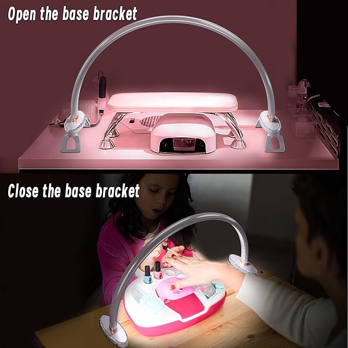 Half Moon Light for Nail Desk.3Light Colors.Adjustable Brightness . Lamp for Nails Table for For Painting.Embroidery.Reading etc.Moon Light Nail Tech ShadowFree Lighting （Large & Medium Combo Set ）