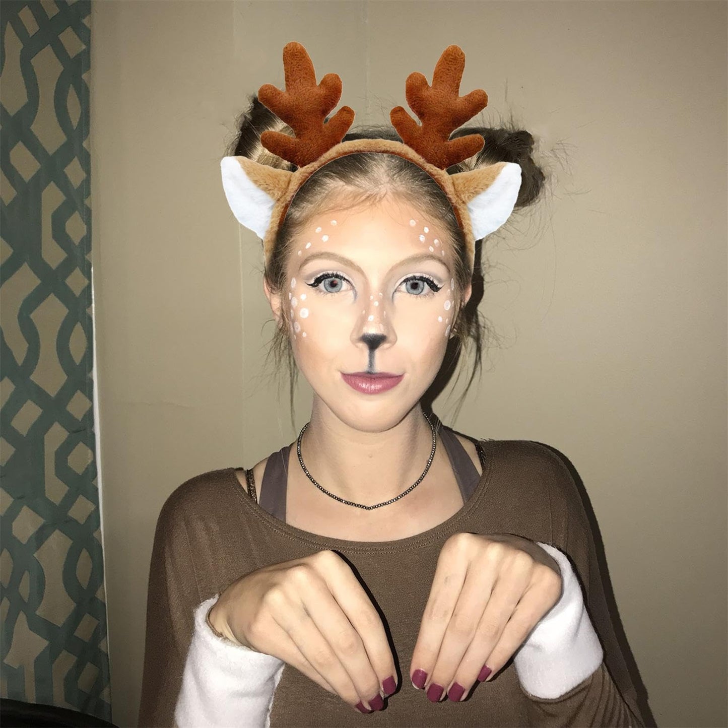 SIOTMERA Reindeer Antlers Headband Fluffy Animal Deer Ears Hairband Party Trips Cosplay Costume Washing for Christmas Halloween suitable for adults