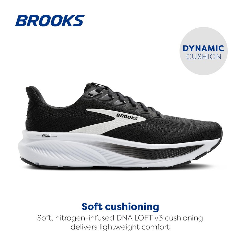 Brooks Men’s Ghost 17 Neutral Running Shoe - Black/Grey/White - 15 Medium