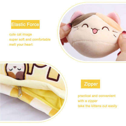 Naixin Cute Snack Pillow Stuffed Animal Toys Pudding Decorative Removable Kitty Cat Dolls Creative Toy Gifts for Teens Girls Kids,Height:35-40CM