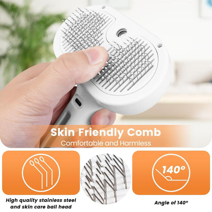 Cat Steam Brush, Pet Spray Hair Removal Comb with Release Button for Shedding & Grooming, Water Brush for Indoor Cats Dogs