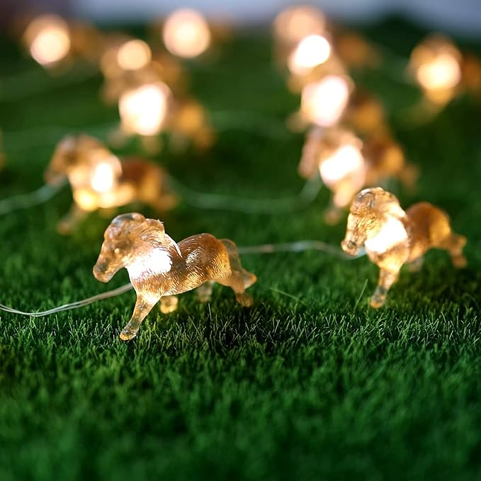 Horse Fairy String Lights Pony Cute Decorative Lights 20 LEDs Night Light 8.5ft USB or Battery Powered with Remote for Bedroom Farmhouse Barn Holiday Thanksgiving Decoration