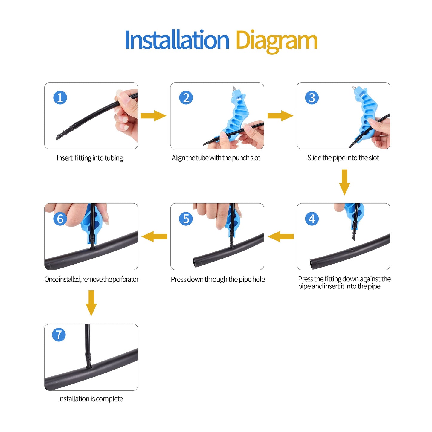 FOGWOWO 2-in-One Drip Irrigation Tubing Hole Punch with 20 pcs Plugs,Drip Irrigation Tool Used for 1/4 inch Fitting and Emitter Insertion,1 Pcs-Blue