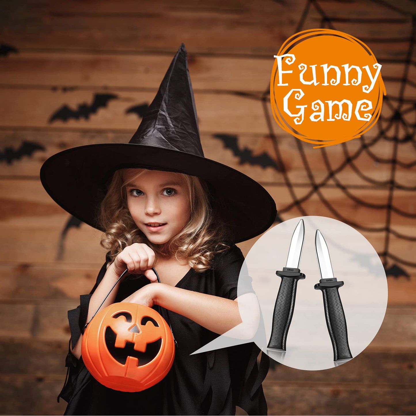 Sumind 4 Pieces Retractable Fake Knife Retractable Prop Knife Gag Magic Toy Fake Dagger Halloween Joke Disappear Blade Trick for Playing Joke