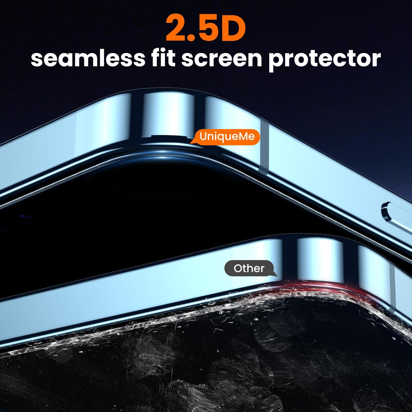 UniqueMe for iPhone 16 Pro Screen Protector - [Military Grade Shatterproof & 9H+ Hardness] Screen Protector 16 Pro Tempered Glass Full Coverage Protection, Easy Installation, 2 Packs