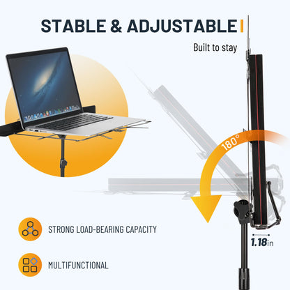 CAHAYA Portable Sheet Music Stand: Dual Use Desktop Book Holder Folding Lightweight Extra Stable Reinforced with Carrying Bag and Clip for Students Musicians Height Adjustable up to 54.3" CMS0204