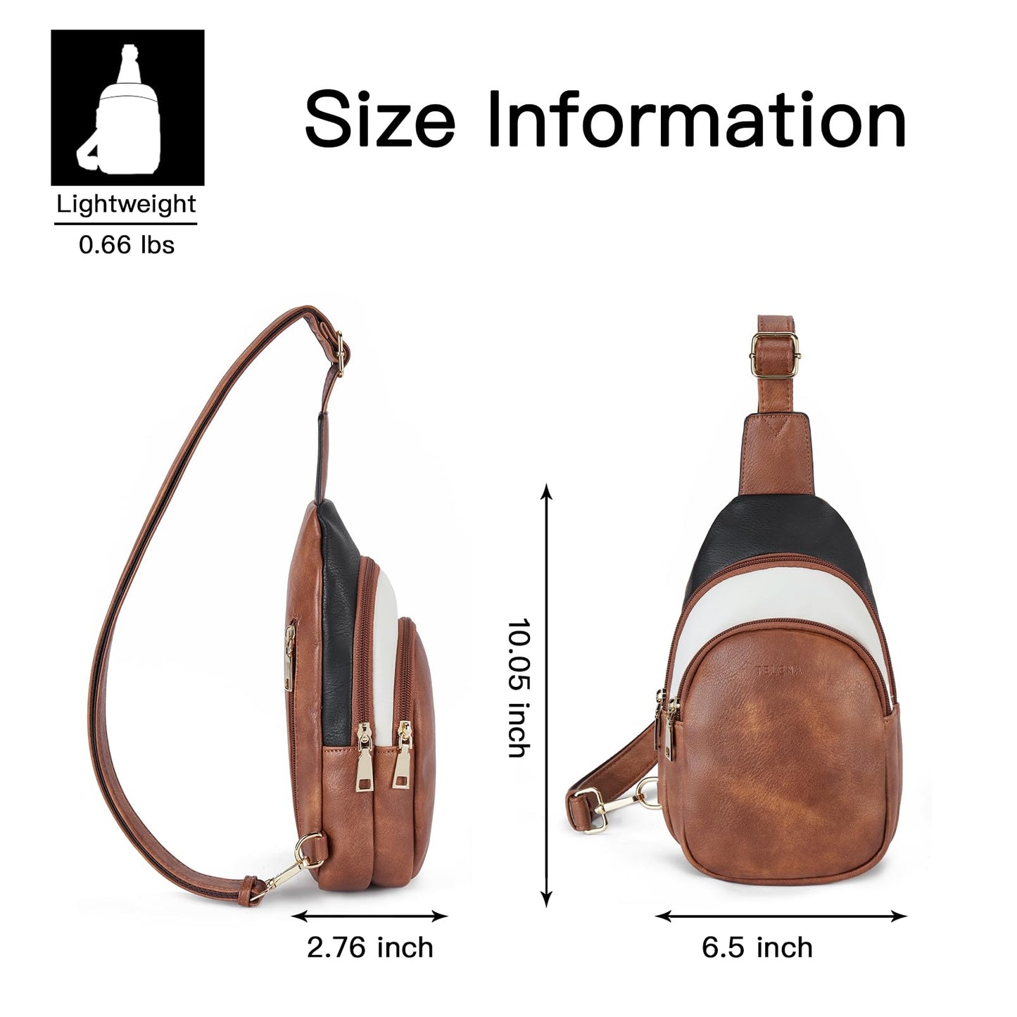 Telena Small Sling Bag for Women Leather Crossbody Fanny Packs Chest Bag for Women
