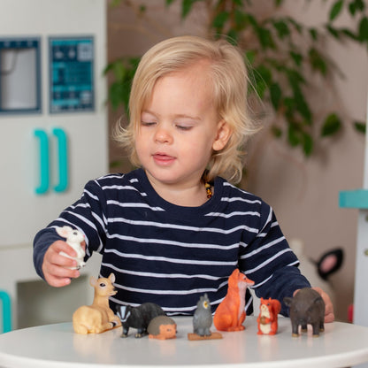 Learning Minds Set of 8 Jumbo Forest Animal Figures - Woodland Animals For 1,2,3 Year Olds - Toy Animals For Kids Age 18 Months Plus - Toys For 1 Year Old Boys