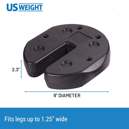 US Weight 40 Pound Canopy Weight Set of 4 and Carry Strap with No-Pinch Design - Easy Installation and Removal to Secure Tents, Canopies, and Umbrellas at Outdoor Events