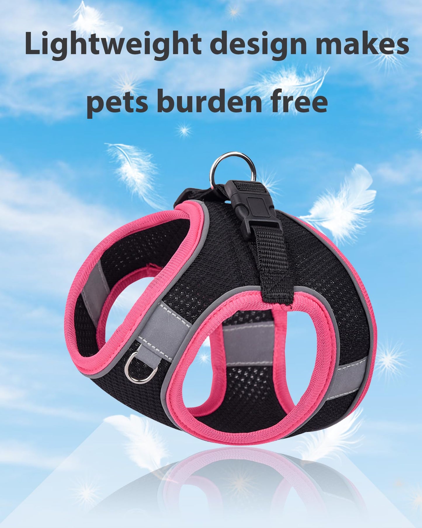Aecllcea Dog Harness for Small Medium Sized Dog, Step in Puppy Harness and Leash Set Training Walkings. (Black, M)
