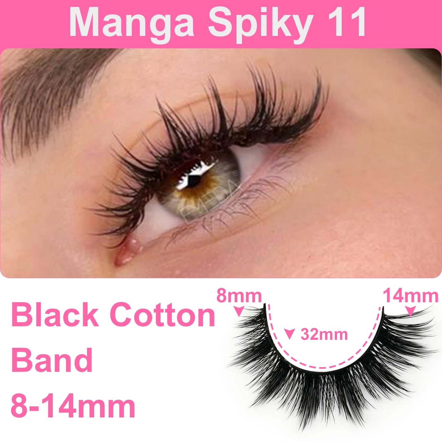 Manga Lashes Spiky False Eyelashes - Wispy Anime False Eyelashes Natural Look 10 Pairs Cotton Band Fake Lashes Cosplay Asian D Curl Strip Lashes by EMEDA(13mm #03)